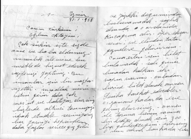 Anneannem ve dedemden gelen tebrik mektubu