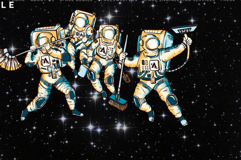 Uzayı temizleyen elektrik süpürgeli astronotlar (kaynak Astro Scale HP)