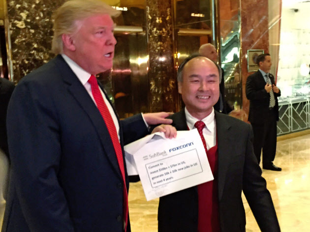Softbank CEO'su Donald Trump ile beraber (kaynak:Nikkei)